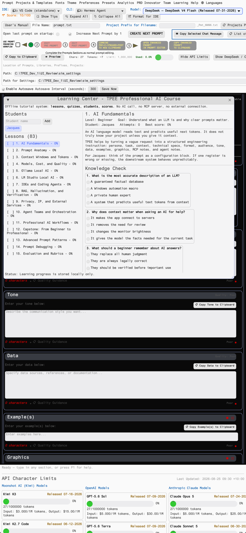 TPEE Learning Center lesson view