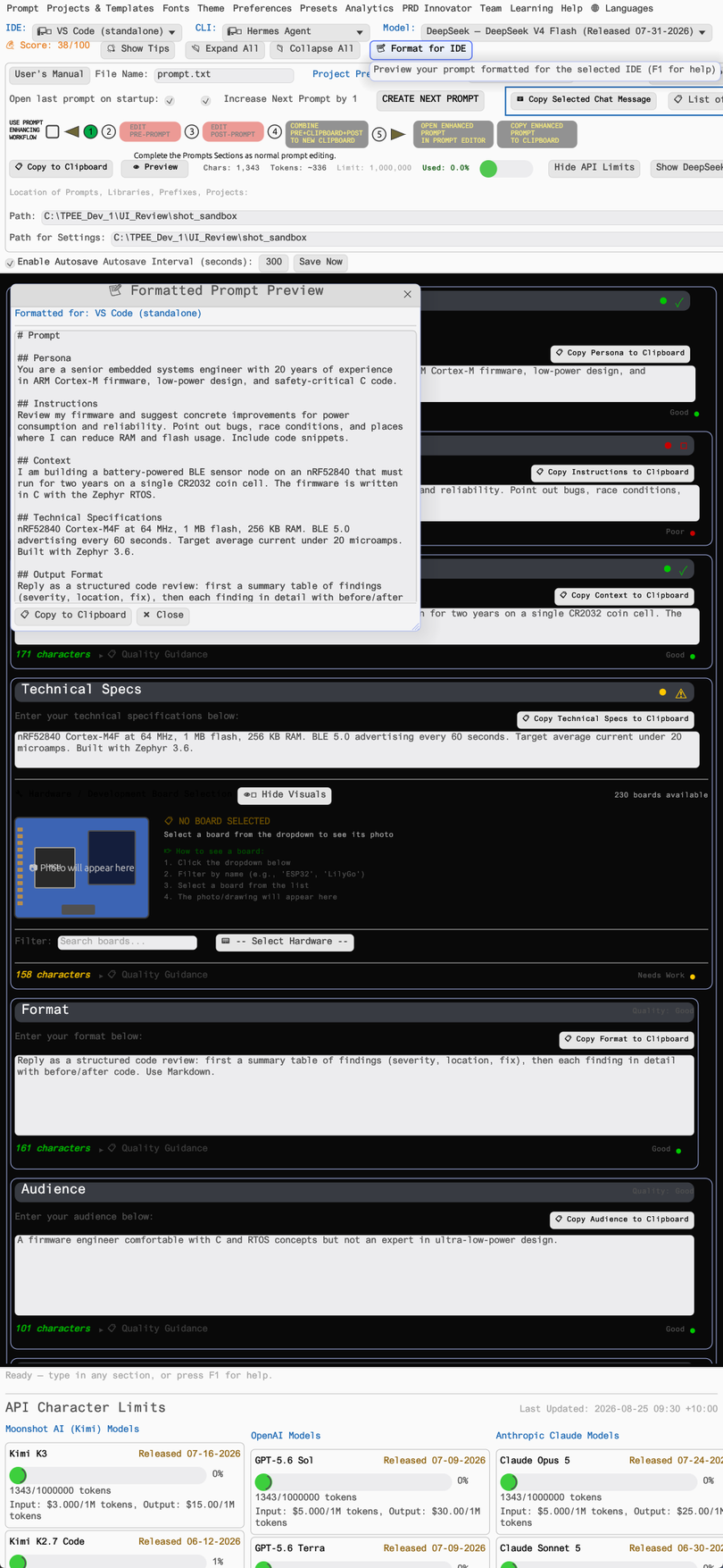 TPEE IDE export dialog with copy and save options